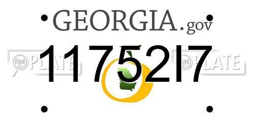 11752I7 Georgia License Plate