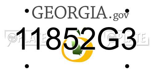 11852G3 Georgia License Plate
