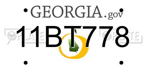 11BT778 Georgia License Plate