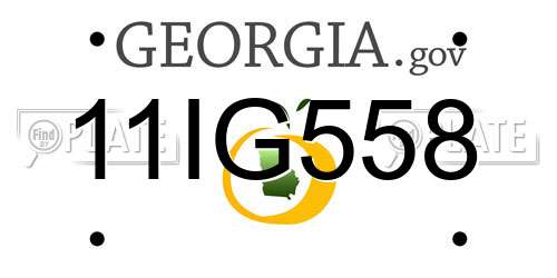 11IG558 Georgia License Plate