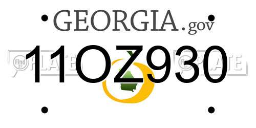 11OZ930 Georgia License Plate