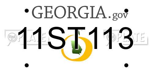 11ST113 Georgia License Plate