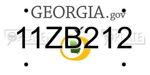 11ZB212 Georgia License Plate