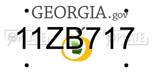 11ZB717 Georgia License Plate