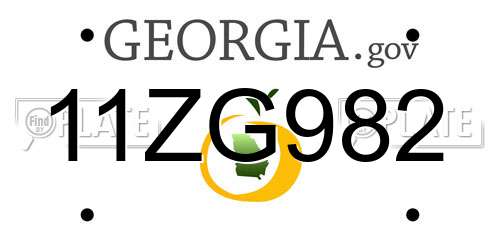 11ZG982 Georgia License Plate