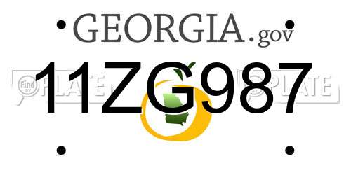 11ZG987 Georgia License Plate