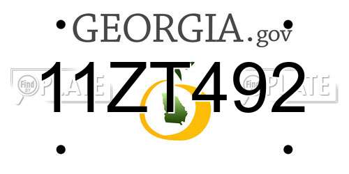 11ZT492 Georgia License Plate