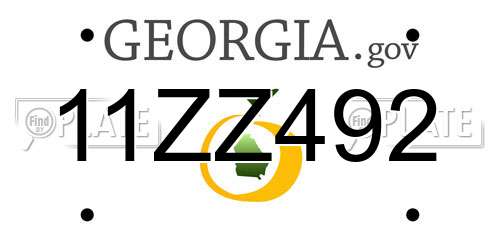 11ZZ492 Georgia License Plate