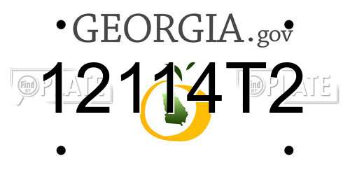 12114T2 Georgia License Plate