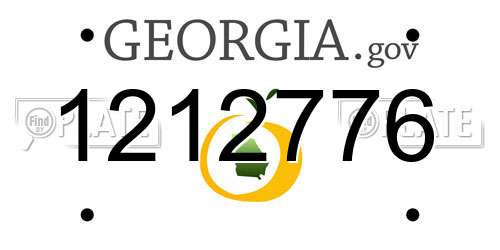 1212776 Georgia License Plate