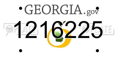 1216225 Georgia License Plate
