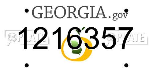1216357 Georgia License Plate