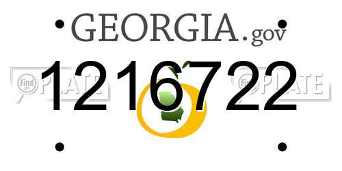 1216722 Georgia License Plate