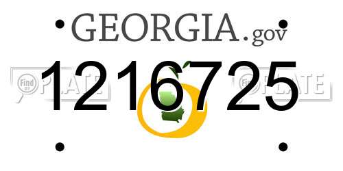1216725 Georgia License Plate