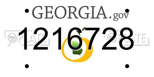 1216728 Georgia License Plate