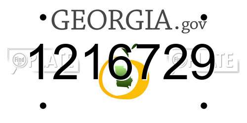 1216729 Georgia License Plate