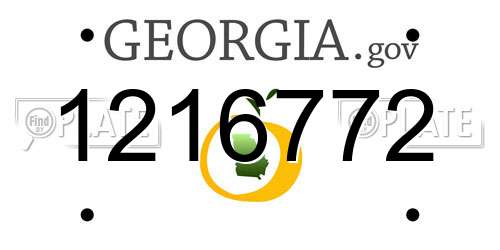 1216772 Georgia License Plate