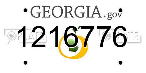 1216776 Georgia License Plate