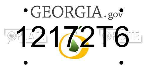 12172T6 Georgia License Plate