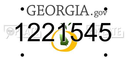 1221545 Georgia License Plate