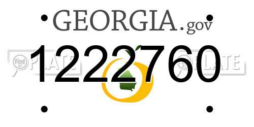 1222760 Georgia License Plate