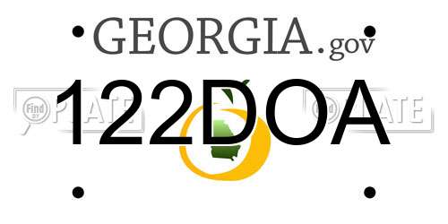 122DOA Georgia License Plate