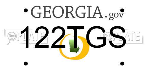 122TGS Georgia License Plate
