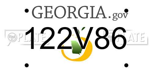 122V86 Georgia License Plate