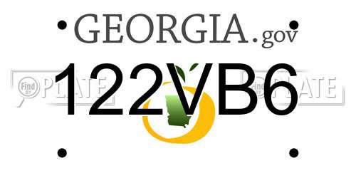 122VB6 Georgia License Plate