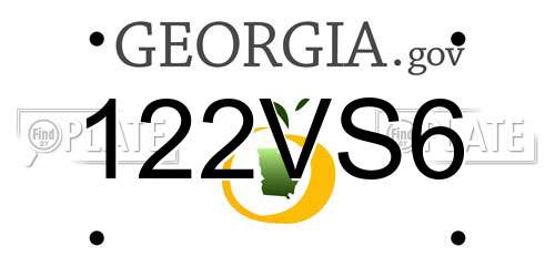 122VS6 Georgia License Plate