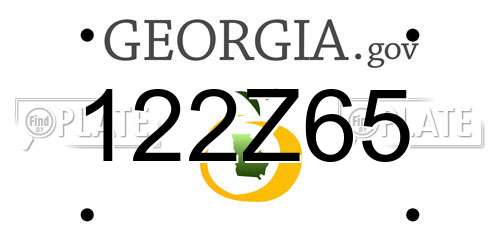 122Z65 Georgia License Plate