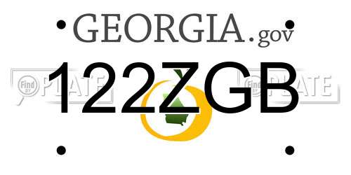 122ZGB Georgia License Plate