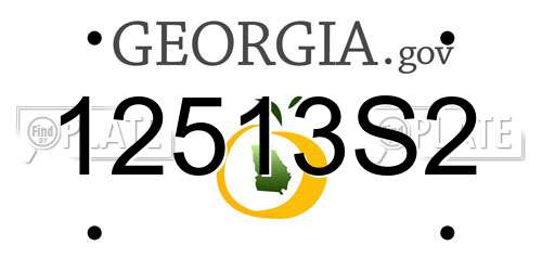 12513S2 Georgia License Plate