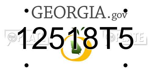 12518T5 Georgia License Plate