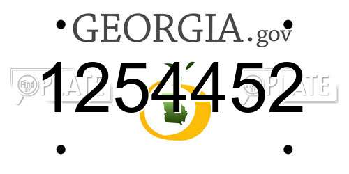 1254452 Georgia License Plate