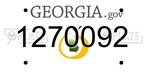 1270092 Georgia License Plate