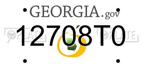 12708T0 Georgia License Plate