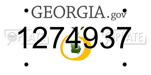 1274937 Georgia License Plate