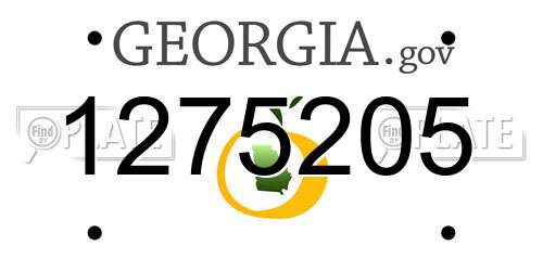 1275205 Georgia License Plate