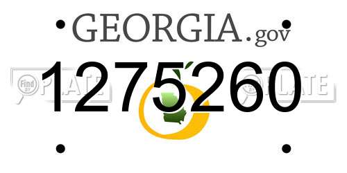 1275260 Georgia License Plate