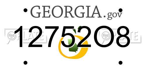 12752O8 Georgia License Plate