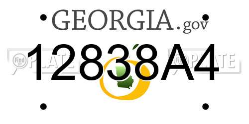 12838A4 Georgia License Plate