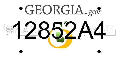 12852A4 Georgia License Plate