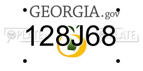 128J68 Georgia License Plate