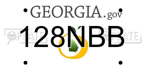 128NBB Georgia License Plate
