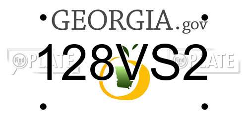 128VS2 Georgia License Plate