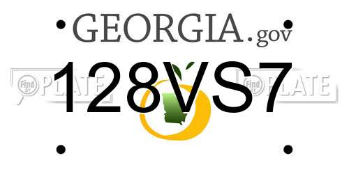 128VS7 Georgia License Plate