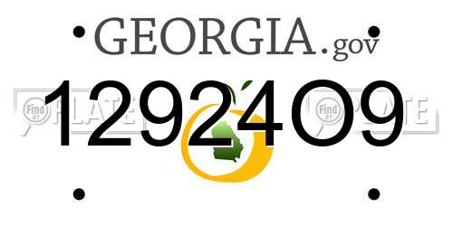 12924O9 Georgia License Plate