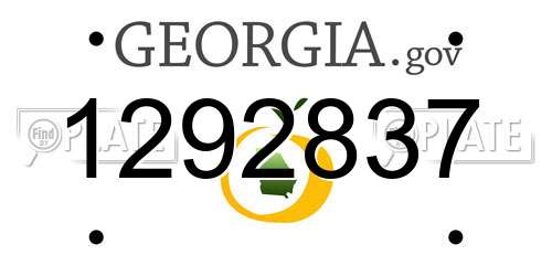 1292837 Georgia License Plate