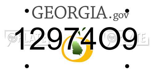 12974O9 Georgia License Plate